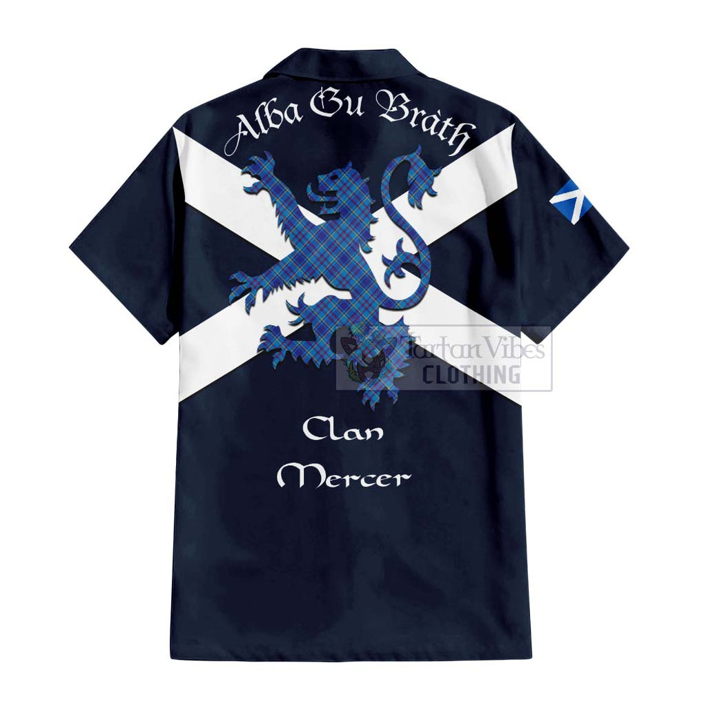 Tartan Vibes Clothing Mercer Tartan Lion Rampant Short Sleeve Button Shirt – Proudly Display Your Heritage with Alba Gu Brath and Clan Name