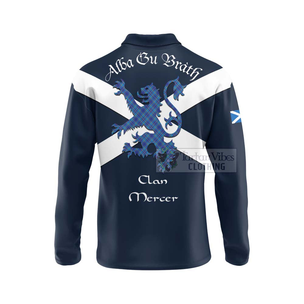 Tartan Vibes Clothing Mercer Tartan Lion Rampant Long Sleeve Polo Shirt – Proudly Display Your Heritage with Alba Gu Brath and Clan Name