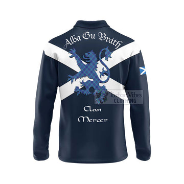 Mercer Tartan Lion Rampant Long Sleeve Polo Shirt  Proudly Display Your Heritage with Alba Gu Brath and Clan Name