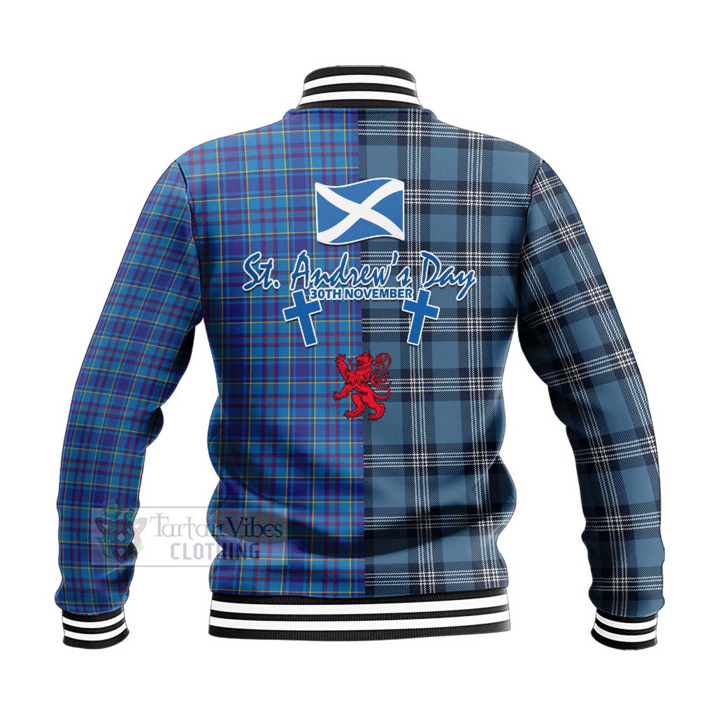 Tartan Vibes Clothing Mercer Tartan Baseball Jacket Happy St. Andrew's Day Half Tartan Style