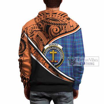 Mercer Crest Tartan Hoodie with Polynesian Vibes Style - Orange Version