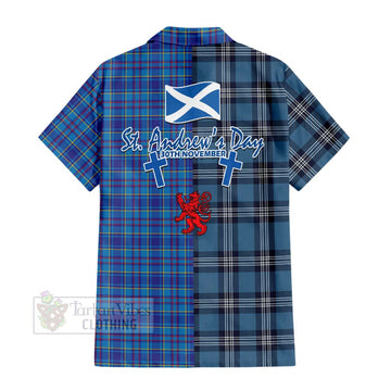 Mercer Tartan Short Sleeve Button Shirt Happy St. Andrew's Day Half Tartan Style