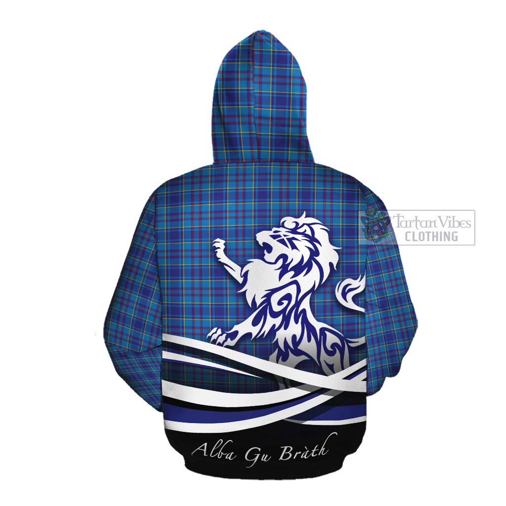 Tartan Vibes Clothing Mercer Tartan Cotton Hoodie with Alba Gu Brath Regal Lion Emblem