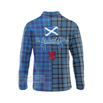 Mercer Tartan Long Sleeve Polo Shirt Happy St. Andrew's Day Half Tartan Style