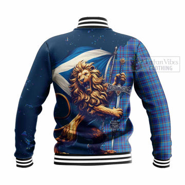 Mercer Tartan Family Crest Baseball Jacket with Scottish Majestic Lion