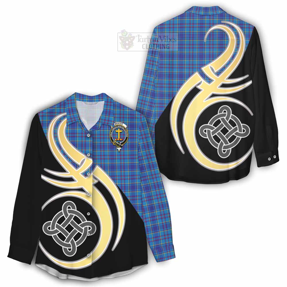 Tartan Vibes Clothing Mercer Tartan Women's Casual Shirt with Family Crest and Celtic Symbol Style