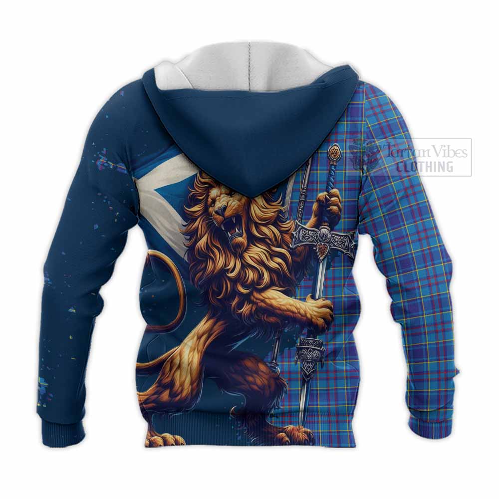 Tartan Vibes Clothing Mercer Tartan Family Crest Knitted Hoodie with Scottish Majestic Lion