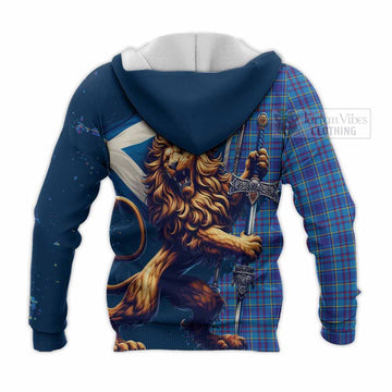 Mercer Tartan Family Crest Knitted Hoodie with Scottish Majestic Lion