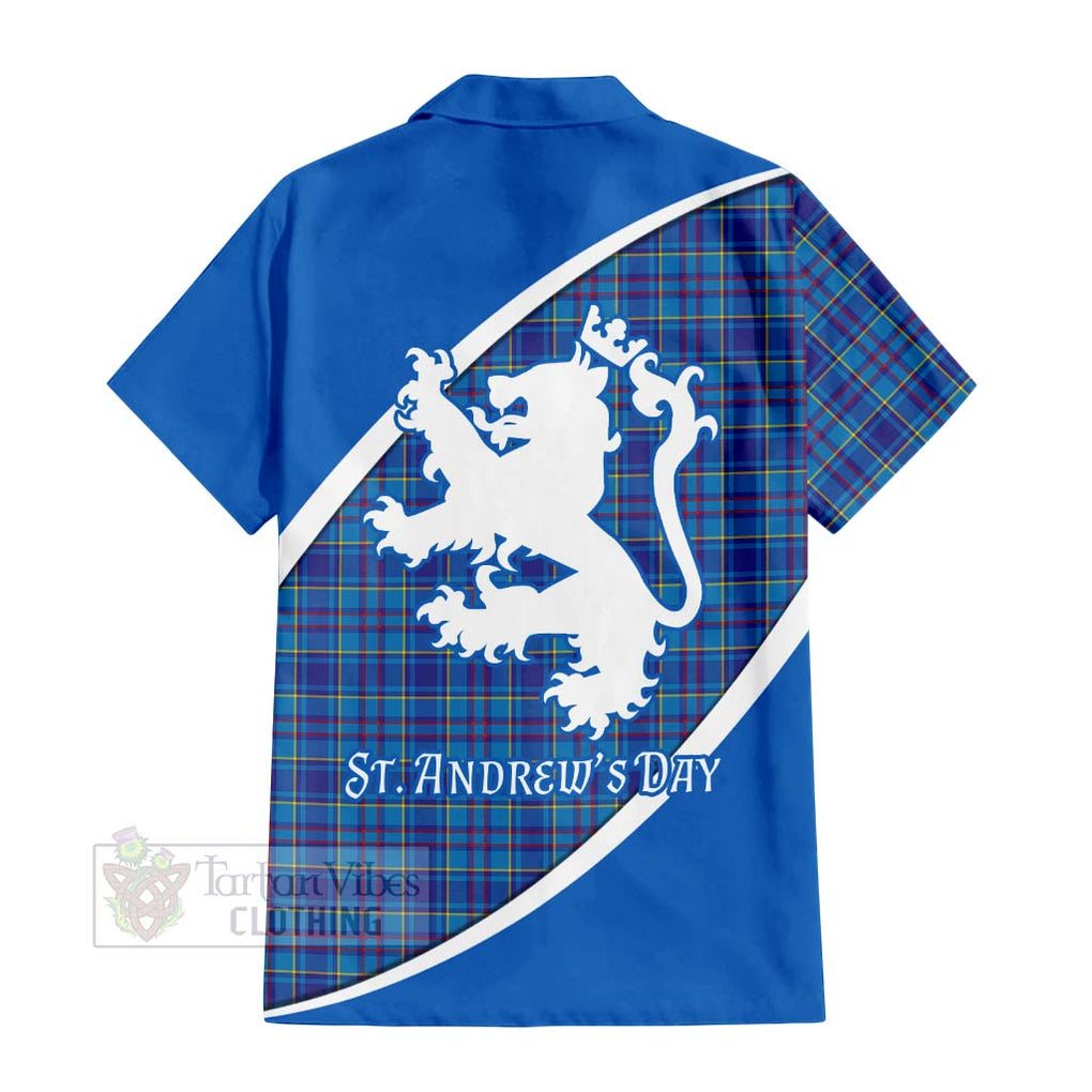 Tartan Vibes Clothing Mercer Family Crest Tartan Short Sleeve Button Shirt Celebrate Saint Andrew's Day in Style