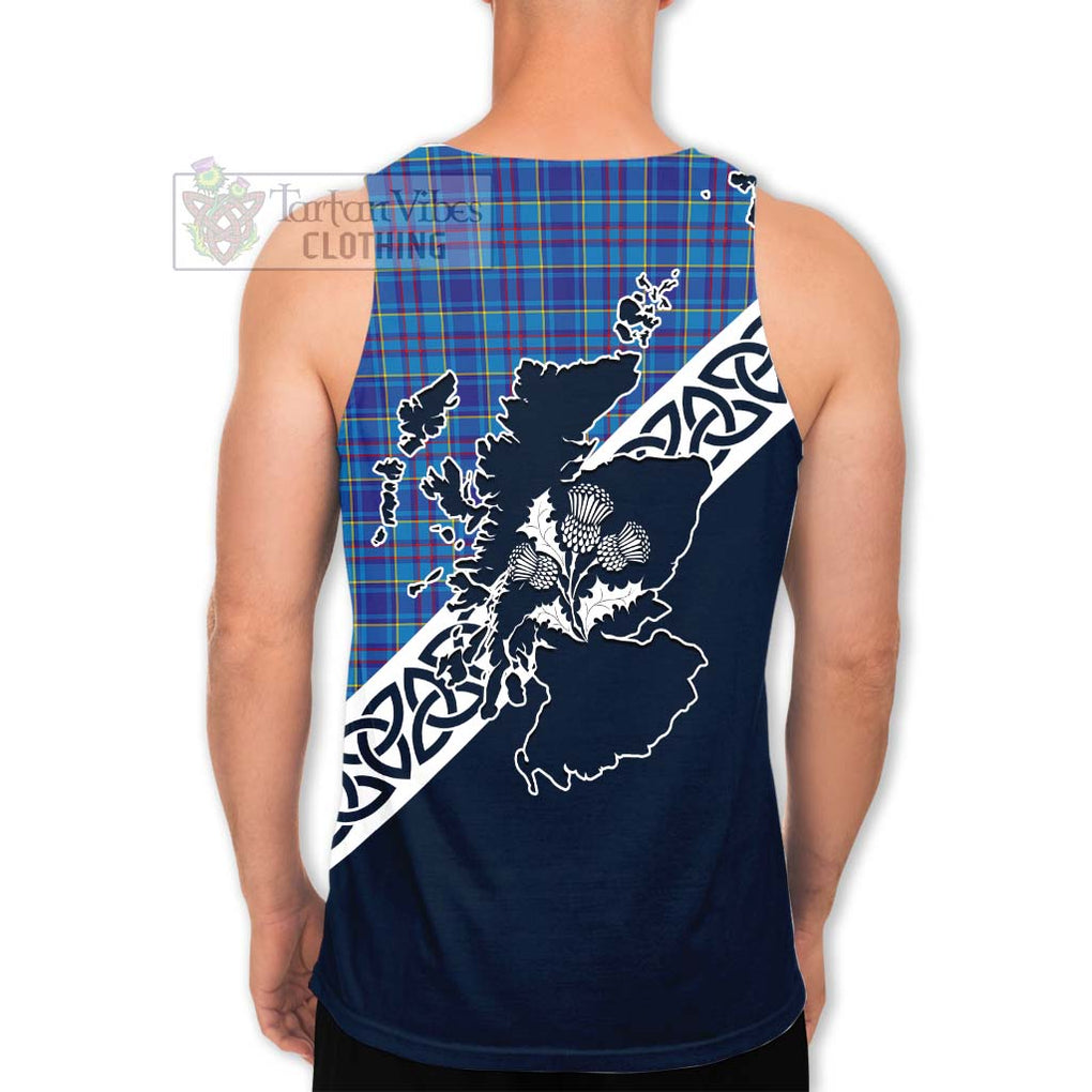 Tartan Vibes Clothing Mercer Tartan Men's Tank Top Featuring Thistle and Scotland Map