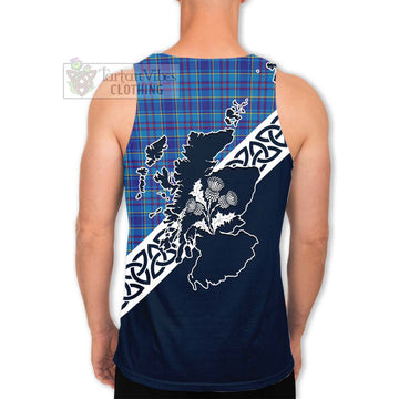 Mercer Tartan Men's Tank Top Featuring Thistle and Scotland Map