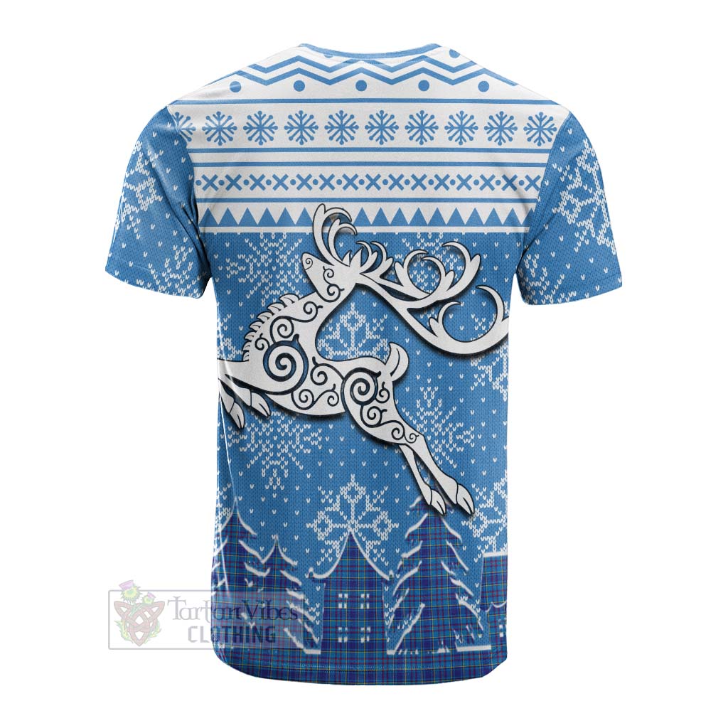 Tartan Vibes Clothing Mercer Clan Christmas Cotton T-shirt Celtic Reindeer Style