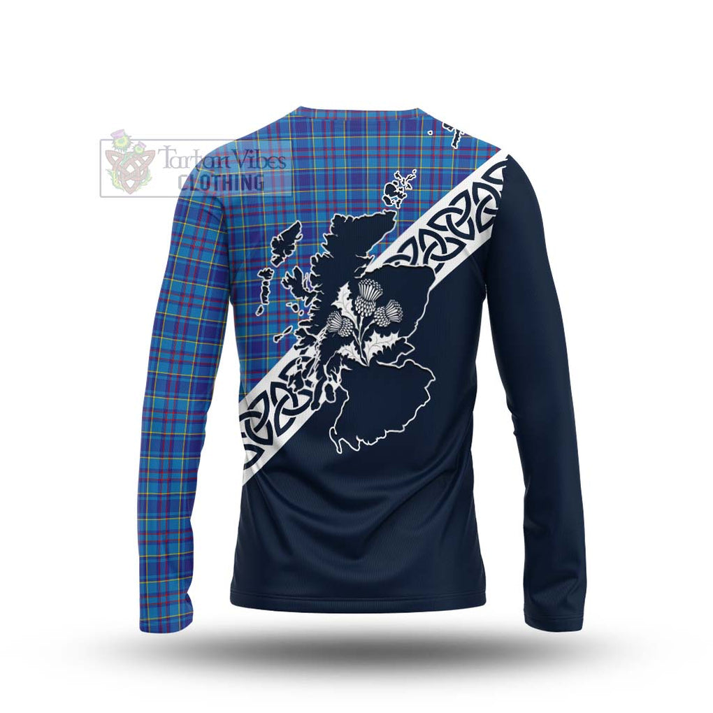 Tartan Vibes Clothing Mercer Tartan Long Sleeve T-Shirt Featuring Thistle and Scotland Map