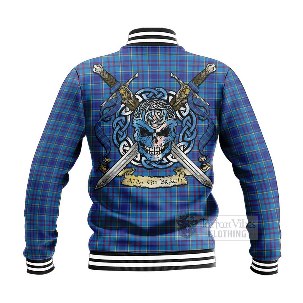 Tartan Vibes Clothing Mercer Tartan Baseball Jacket with Family Crest Celtic Skull Style