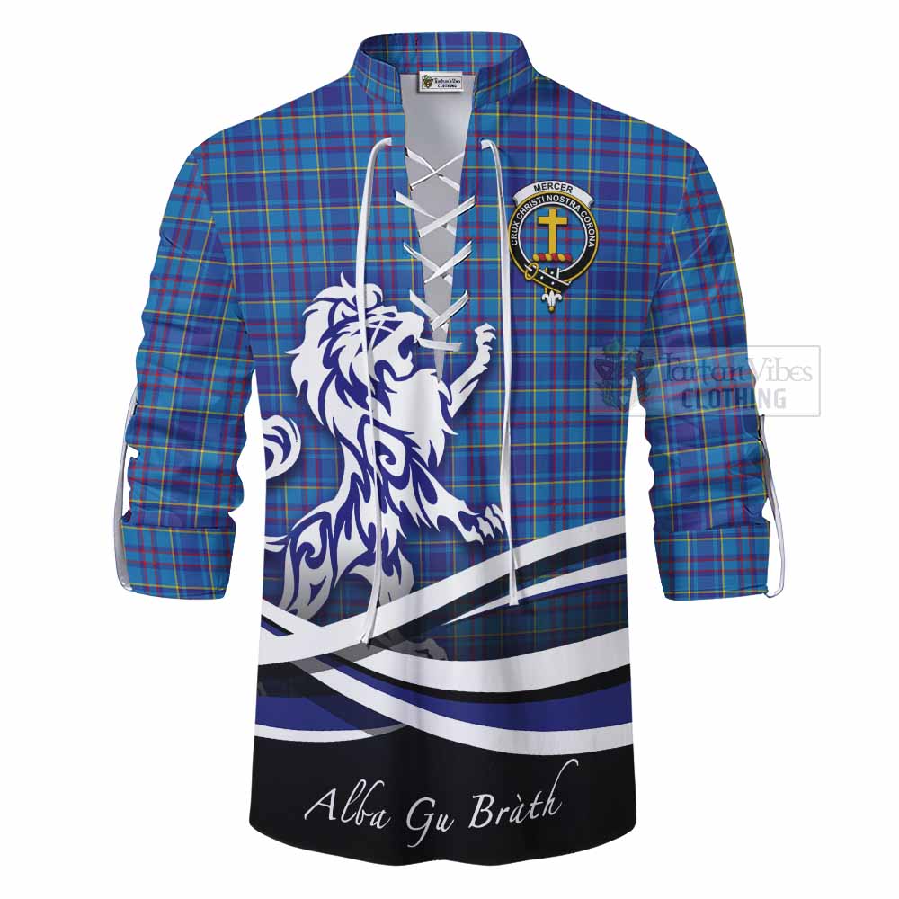 Tartan Vibes Clothing Mercer Tartan Ghillie Kilt Shirt with Alba Gu Brath Regal Lion Emblem