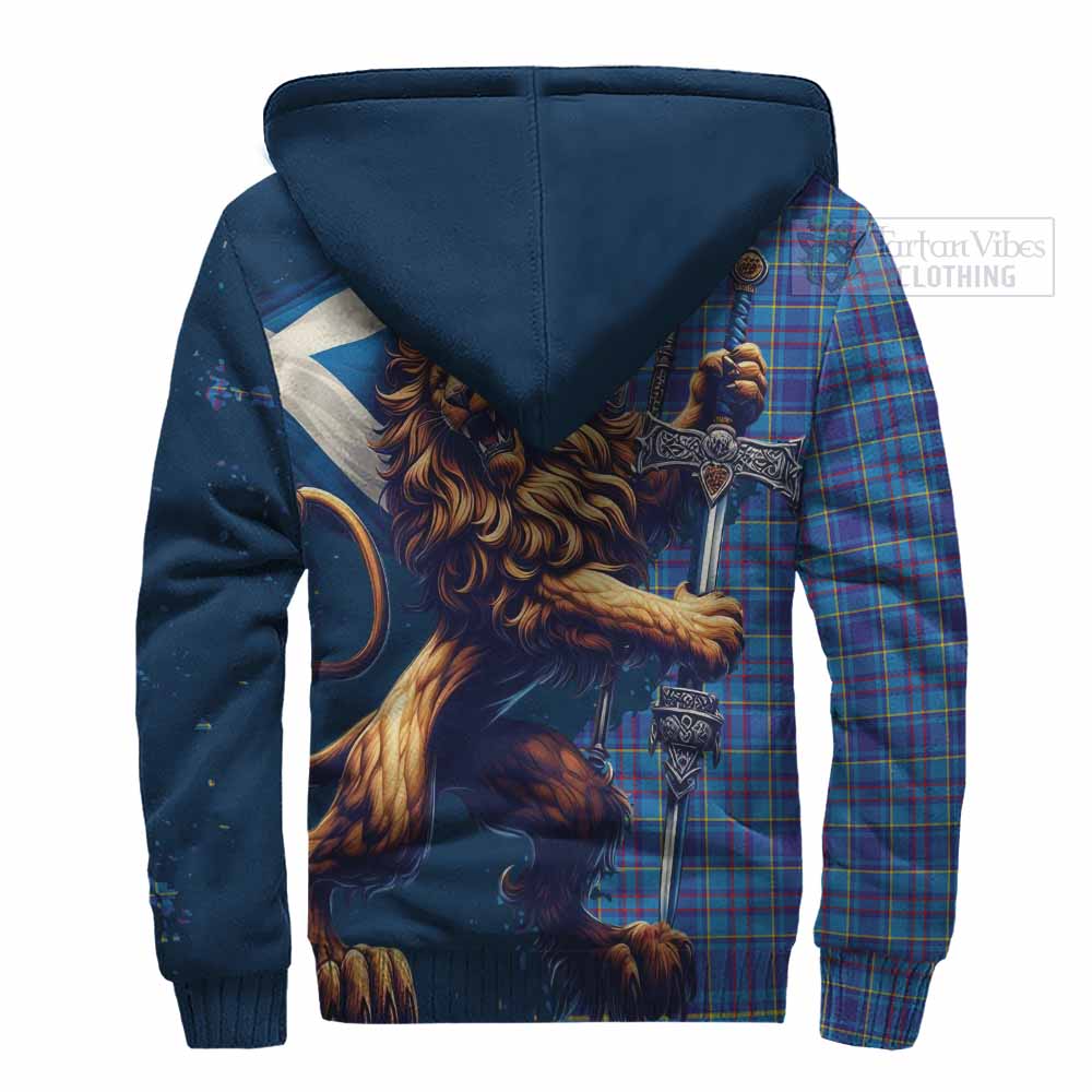 Tartan Vibes Clothing Mercer Tartan Family Crest Sherpa Hoodie with Scottish Majestic Lion