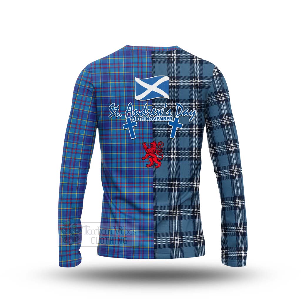 Tartan Vibes Clothing Mercer Tartan Long Sleeve T-Shirt Happy St. Andrew's Day Half Tartan Style