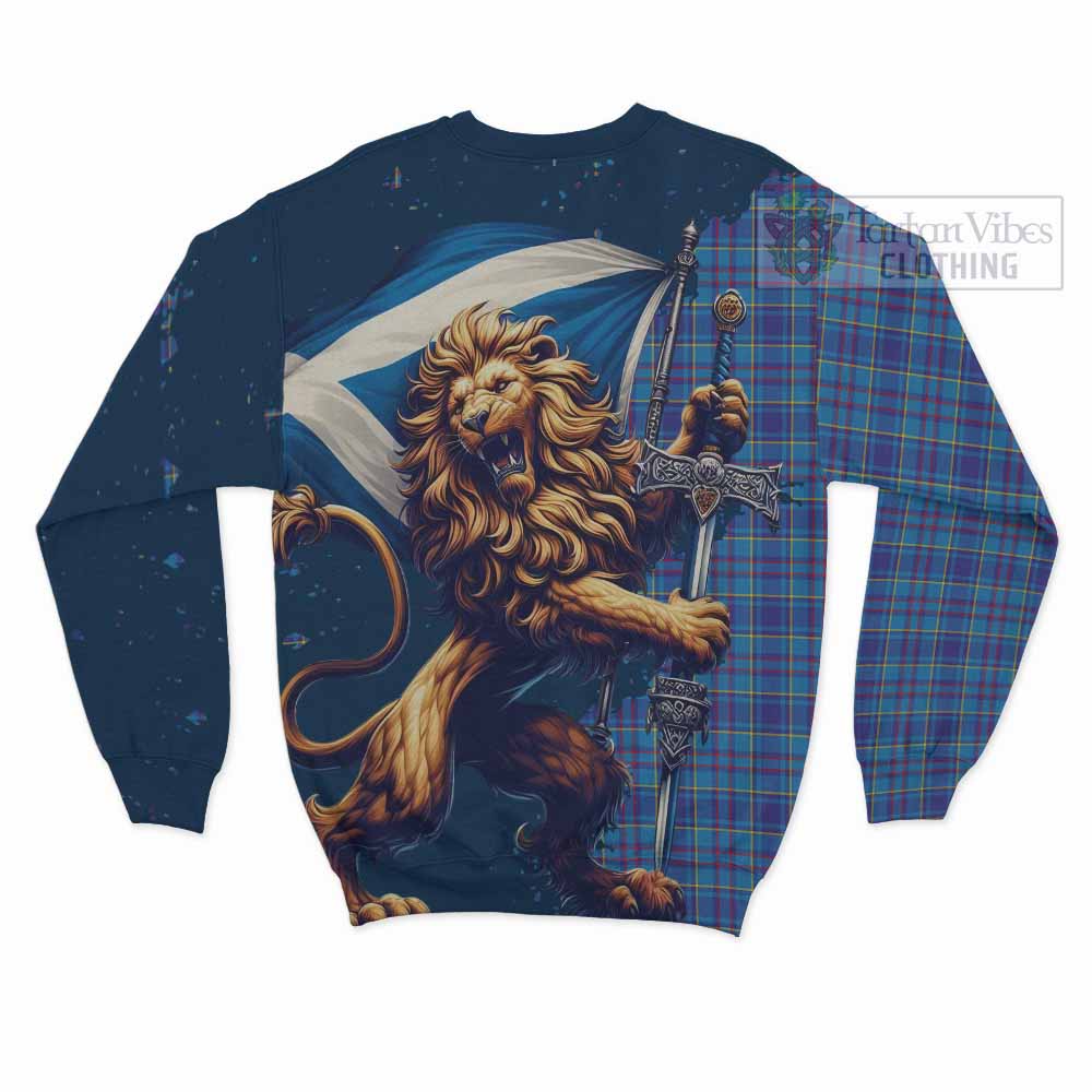 Tartan Vibes Clothing Mercer Tartan Family Crest Sweatshirt with Scottish Majestic Lion