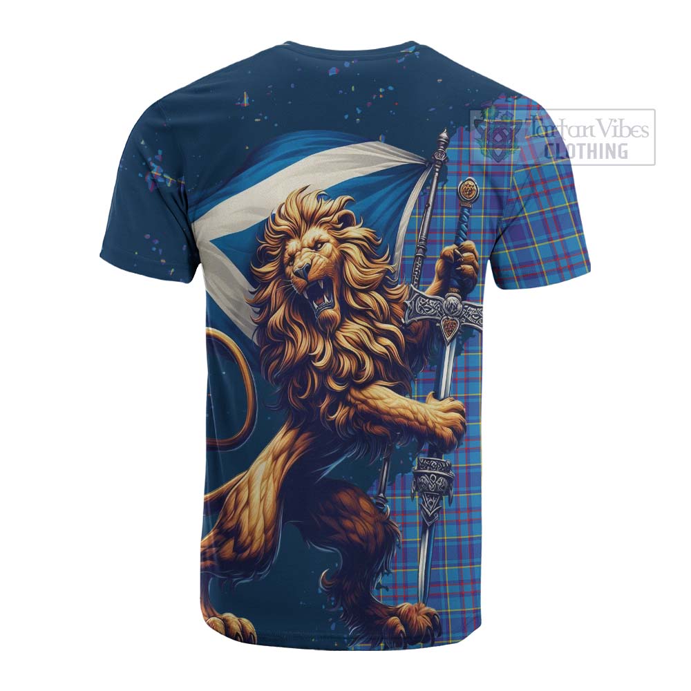 Tartan Vibes Clothing Mercer Tartan Family Crest Cotton T-shirt with Scottish Majestic Lion