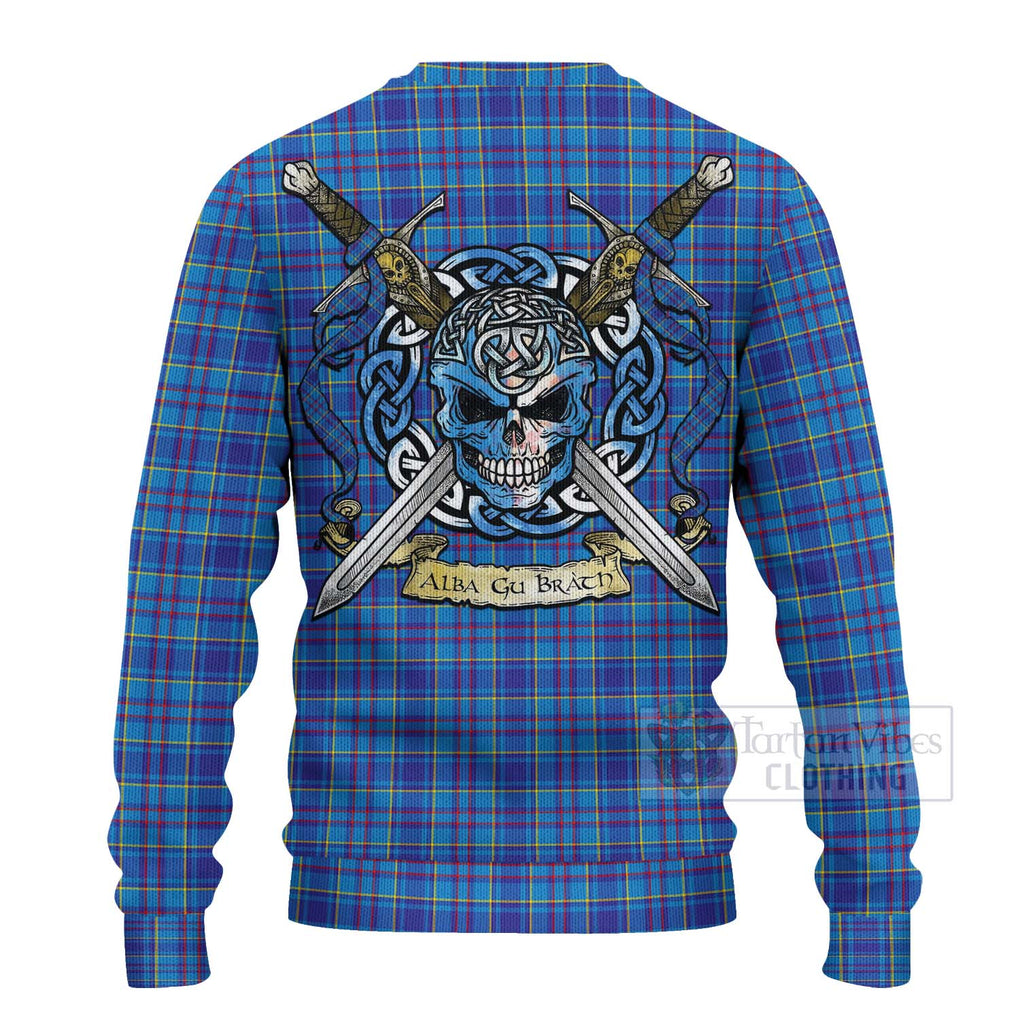 Tartan Vibes Clothing Mercer Tartan Knitted Sweater with Family Crest Celtic Skull Style