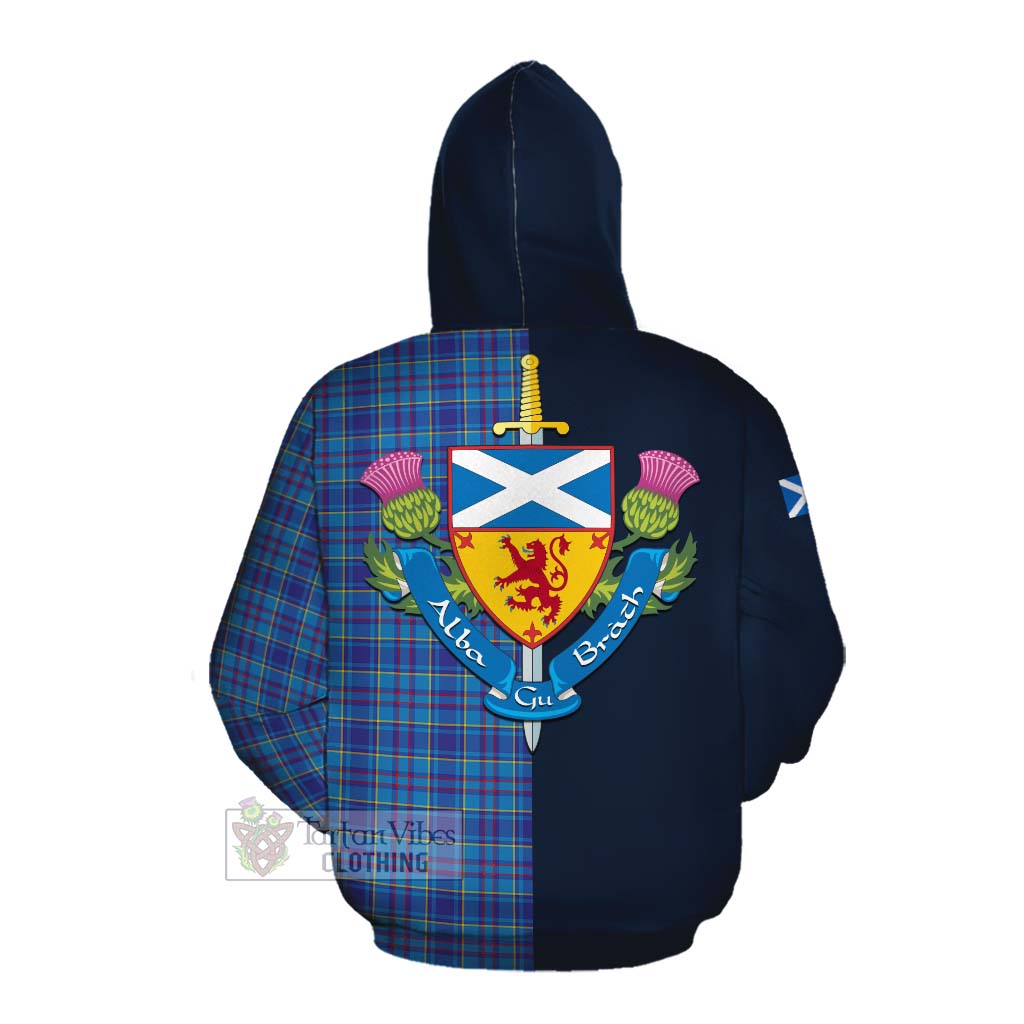 Tartan Vibes Clothing Mercer Tartan Cotton Hoodie Alba with Scottish Lion Royal Arm Half Style