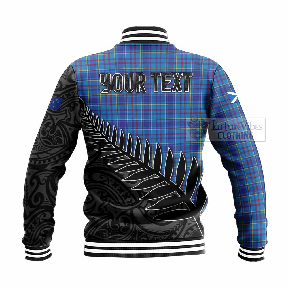 Tartan Vibes Clothing Mercer Crest Tartan Baseball Jacket with New Zealand Silver Fern Half Style