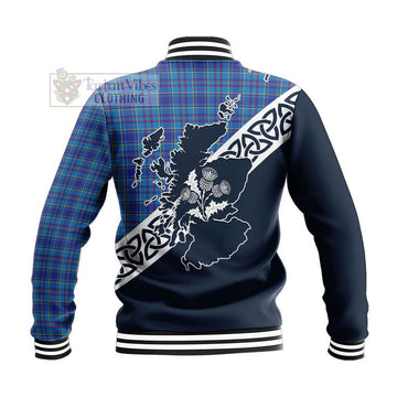 Mercer Tartan Baseball Jacket Featuring Thistle and Scotland Map