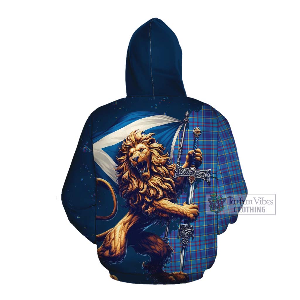 Tartan Vibes Clothing Mercer Tartan Family Crest Cotton Hoodie with Scottish Majestic Lion