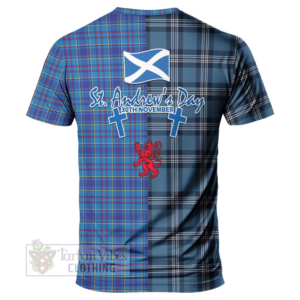 Tartan Vibes Clothing Mercer Tartan T-Shirt Happy St. Andrew's Day Half Tartan Style