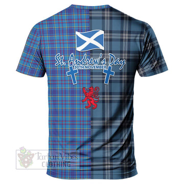 Mercer Tartan T-Shirt Happy St. Andrew's Day Half Tartan Style