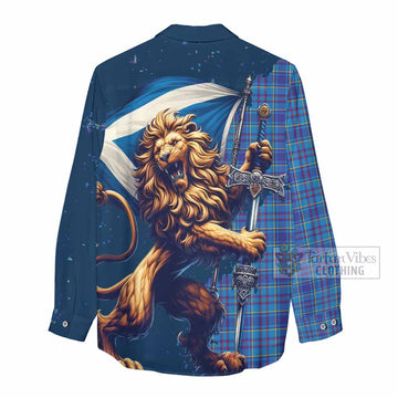 Mercer Tartan Family Crest Women's Casual Shirt with Scottish Majestic Lion