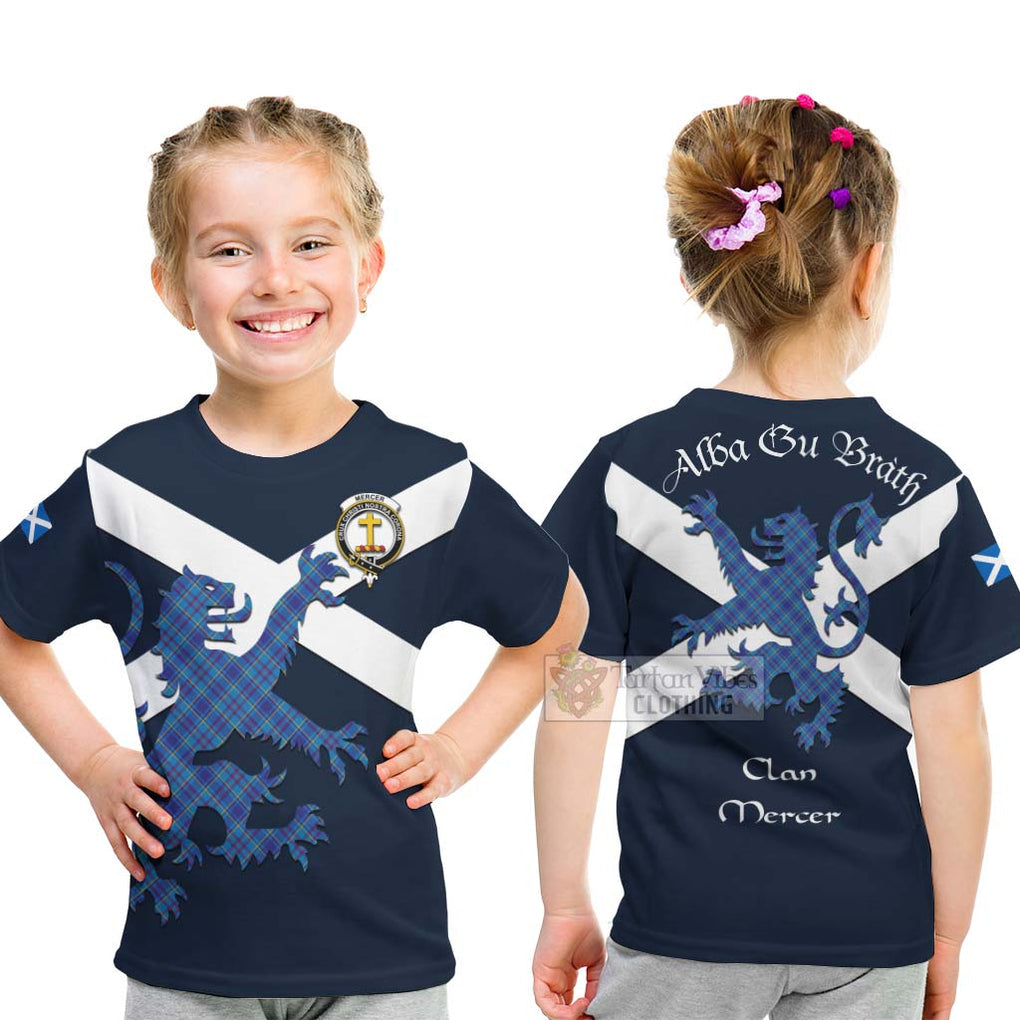 Tartan Vibes Clothing Mercer Tartan Lion Rampant Kid T-Shirt – Proudly Display Your Heritage with Alba Gu Brath and Clan Name