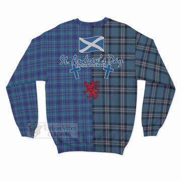 Mercer Tartan Sweatshirt Happy St. Andrew's Day Half Tartan Style