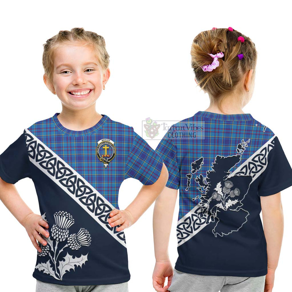 Tartan Vibes Clothing Mercer Tartan Kid T-Shirt Featuring Thistle and Scotland Map