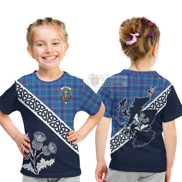 Mercer Tartan Kid T-Shirt Featuring Thistle and Scotland Map