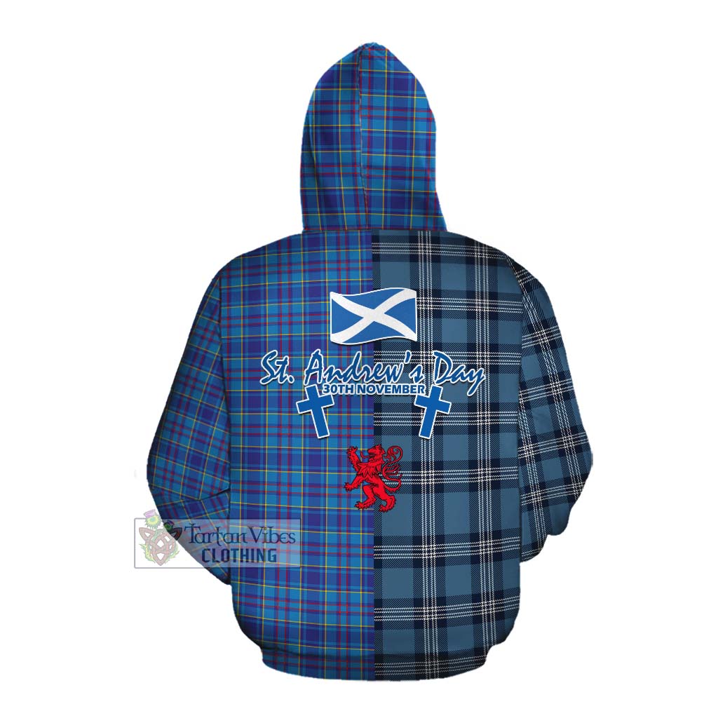 Tartan Vibes Clothing Mercer Tartan Cotton Hoodie Happy St. Andrew's Day Half Tartan Style