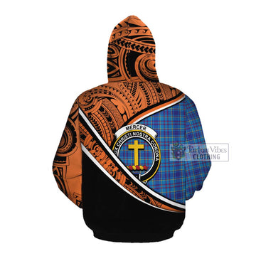 Mercer Crest Tartan Cotton Hoodie with Polynesian Vibes Style - Orange Version