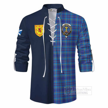 Mercer Tartan Ghillie Kilt Shirt Alba with Scottish Lion Royal Arm Half Style