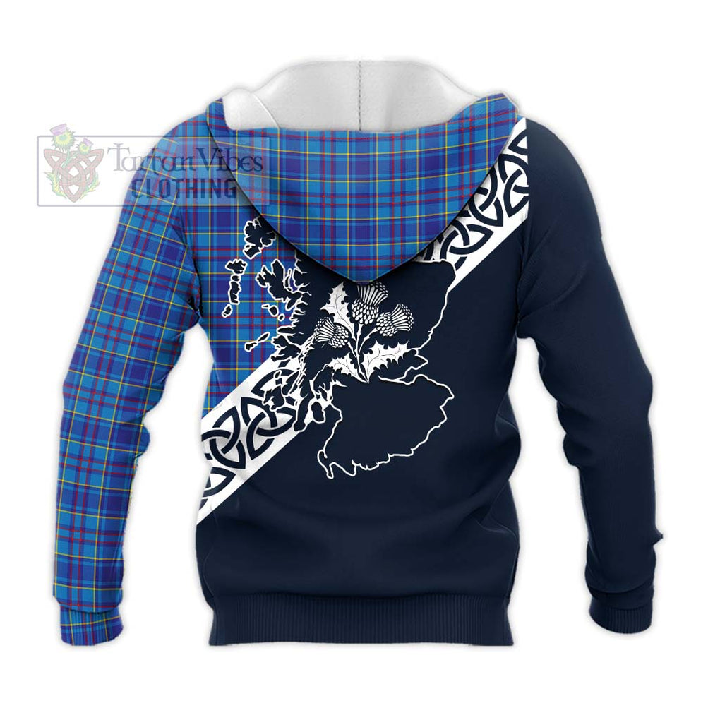 Tartan Vibes Clothing Mercer Tartan Knitted Hoodie Featuring Thistle and Scotland Map