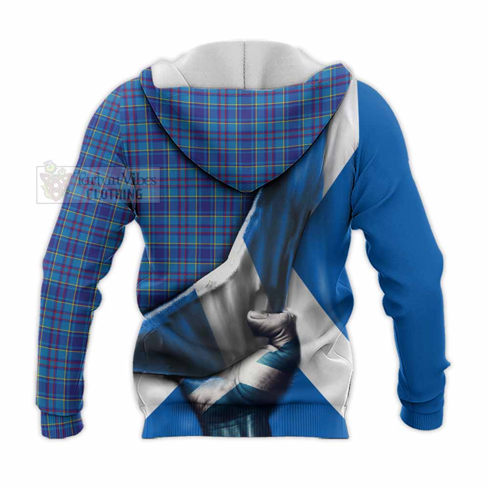 Tartan Vibes Clothing Mercer Tartan Knitted Hoodie with Family Crest Scotland Patriotic Style