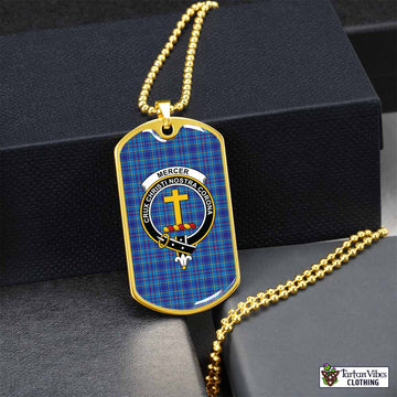 Mercer Tartan Dog Tag Necklace with Family Crest