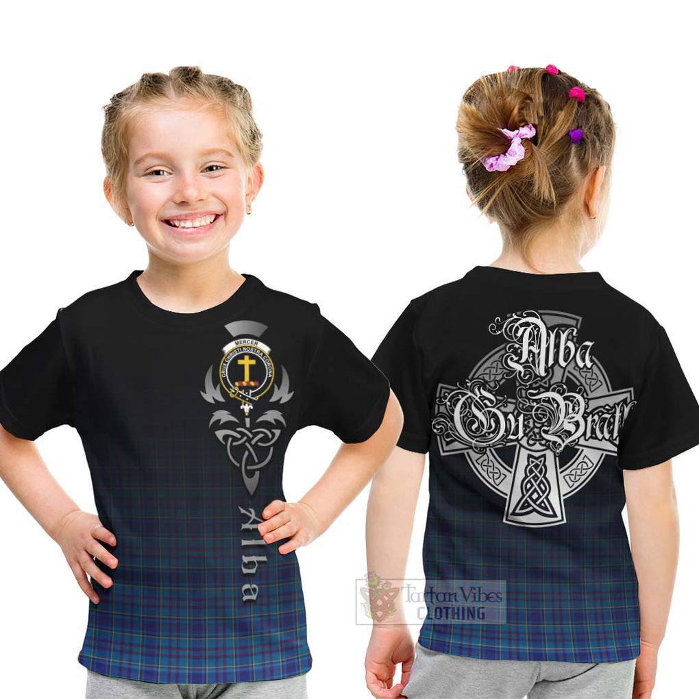 Tartan Vibes Clothing Mercer Tartan Kid T-Shirt Featuring Alba Gu Brath Family Crest Celtic Inspired