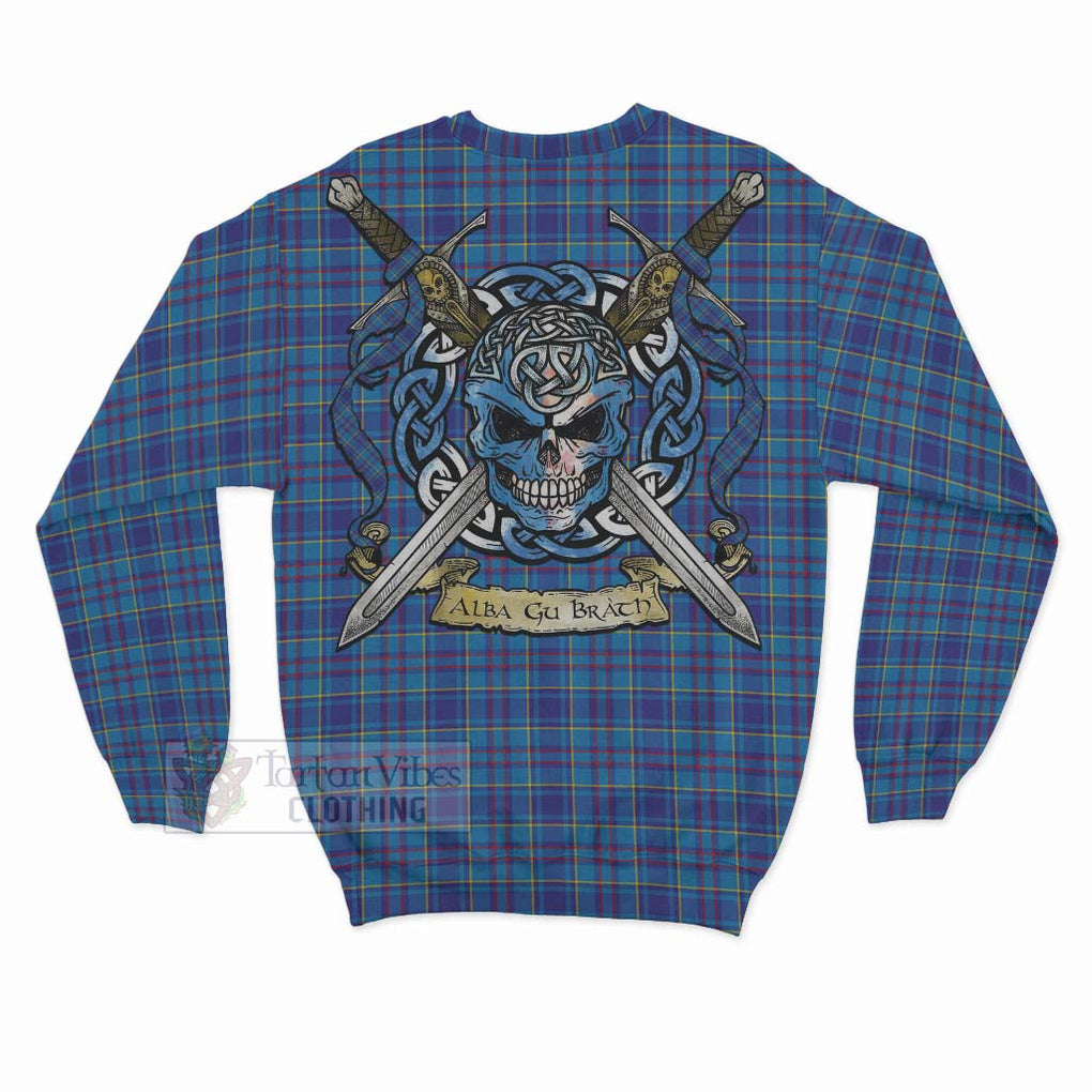 Mercer Tartan Sweatshirt with Family Crest Celtic Skull Style - Tartan Vibes Clothing