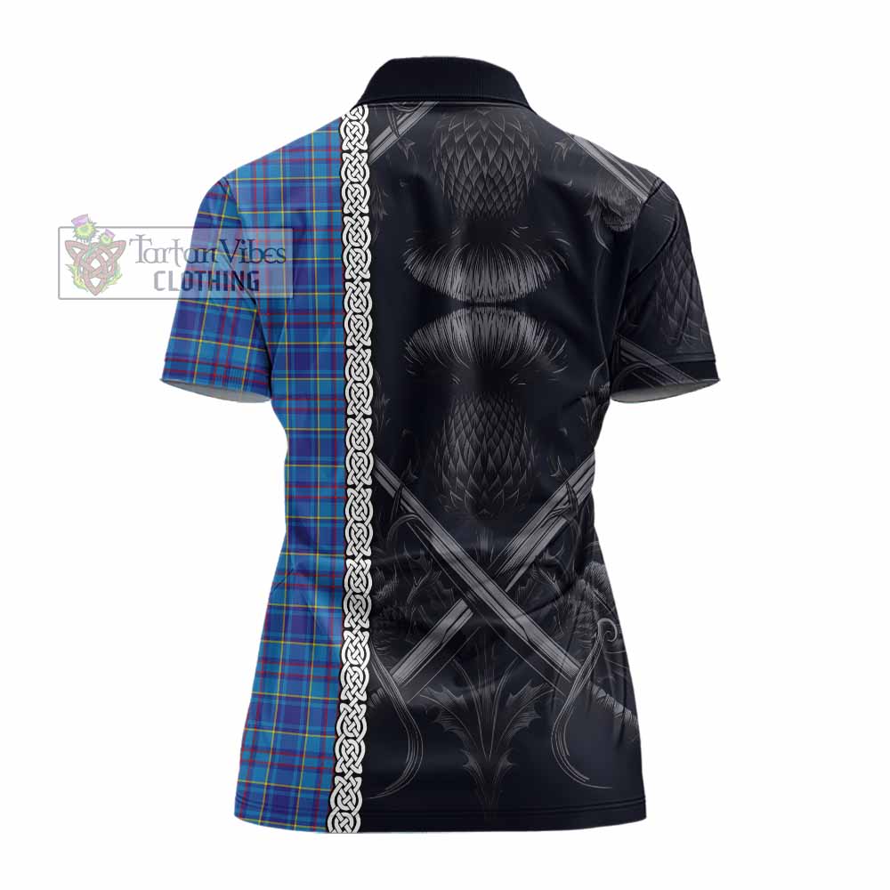 Tartan Vibes Clothing Mercer Tartan Women's Polo Shirt with Family Crest Cross Sword Thistle Celtic Vibes