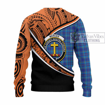 Mercer Crest Tartan Knitted Sweater with Polynesian Vibes Style - Orange Version