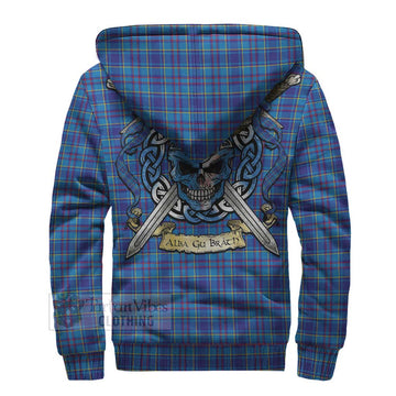 Mercer Tartan Sherpa Hoodie with Family Crest Celtic Skull Style