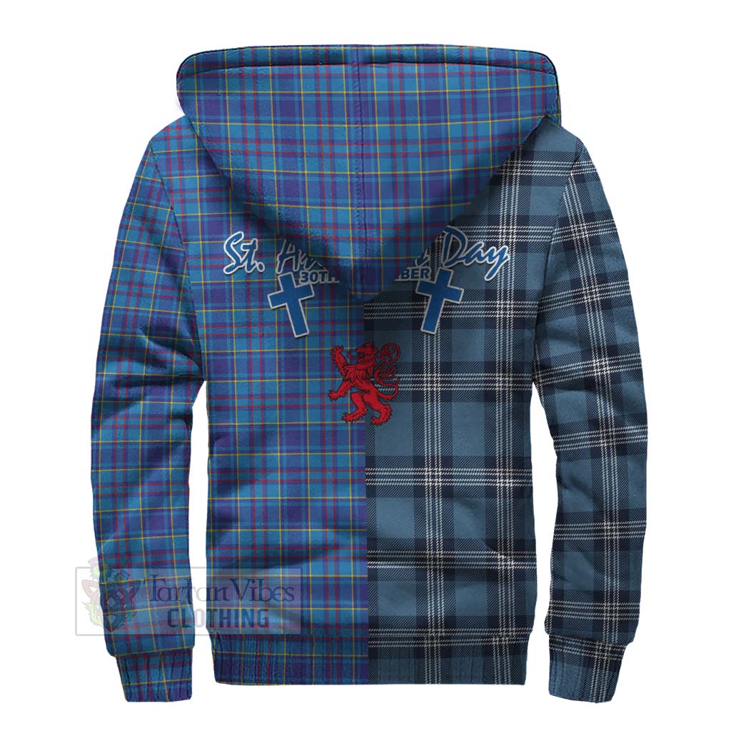 Tartan Vibes Clothing Mercer Tartan Sherpa Hoodie Happy St. Andrew's Day Half Tartan Style