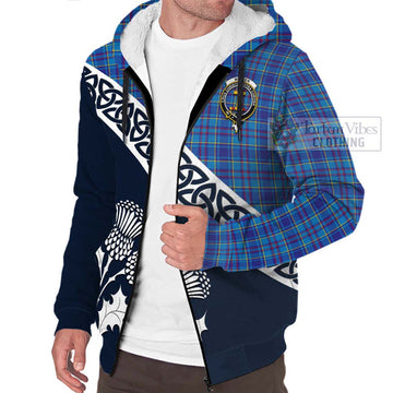 Mercer Tartan Sherpa Hoodie Featuring Thistle and Scotland Map