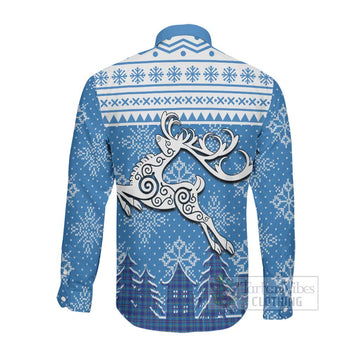 Mercer Clan Christmas Long Sleeve Button Shirt Celtic Reindeer Style