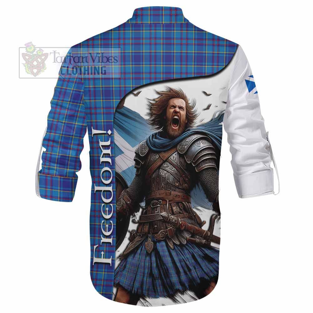 Tartan Vibes Clothing Mercer Crest Tartan Ghillie Kilt Shirt Inspired by the Freedom of Scottish Warrior